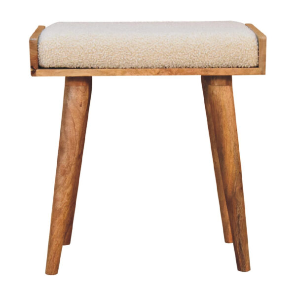 Mintamo Boucle Cream Ottoman Tray Footstool – Modern Accent Seat