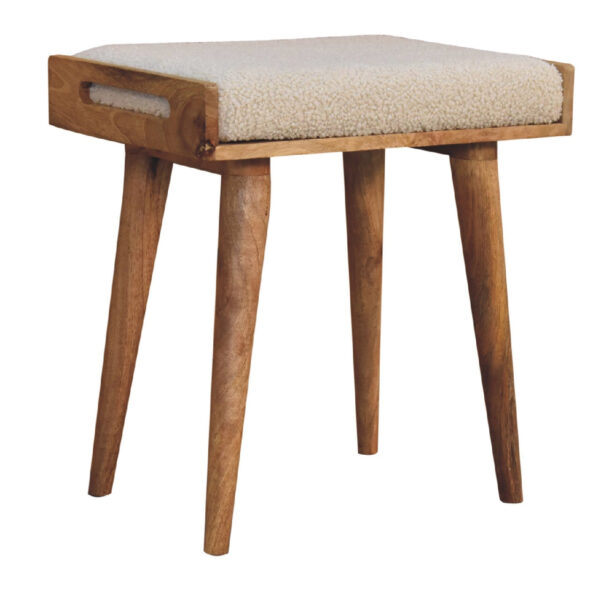 Mintamo Boucle Cream Ottoman Tray Footstool – Modern Accent Seat - Image 2
