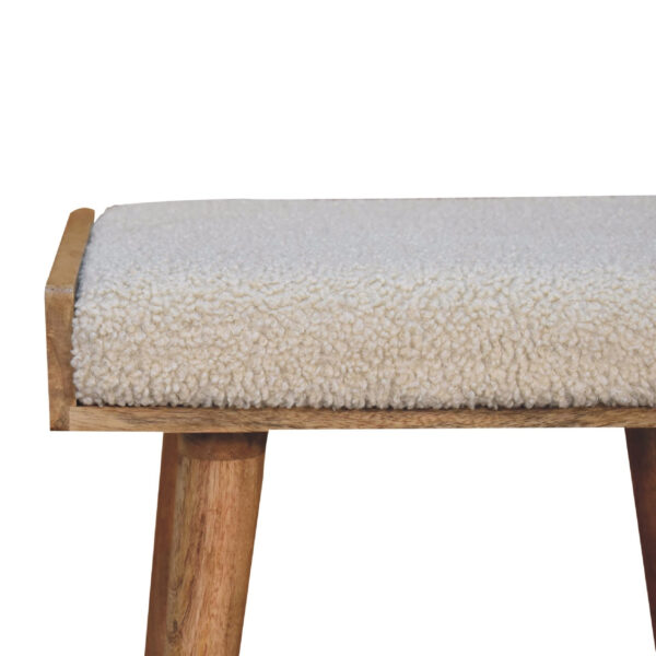 Mintamo Boucle Cream Ottoman Tray Footstool – Modern Accent Seat - Image 4