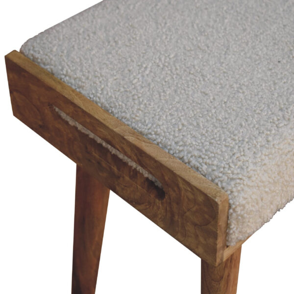 Mintamo Boucle Cream Ottoman Tray Footstool – Modern Accent Seat - Image 5