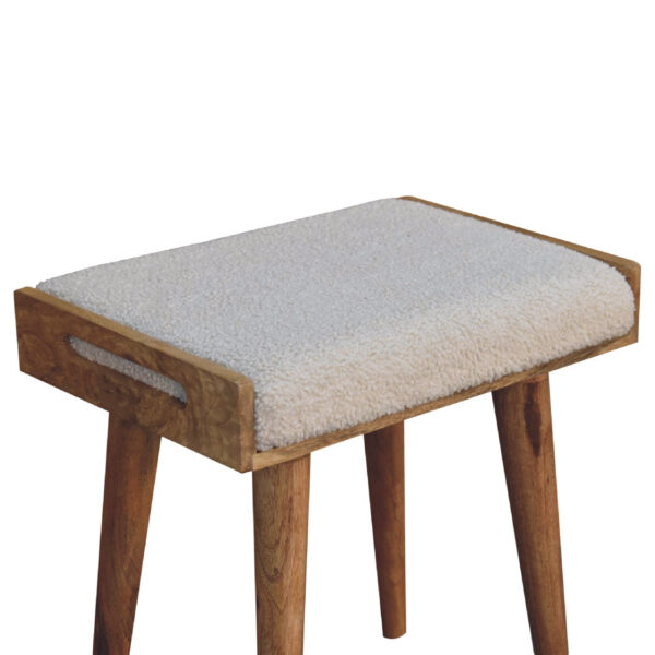 Mintamo Boucle Cream Ottoman Tray Footstool – Modern Accent Seat - Image 6