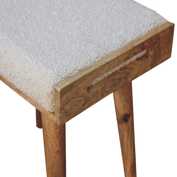 Mintamo Boucle Cream Ottoman Tray Footstool – Modern Accent Seat - Image 7
