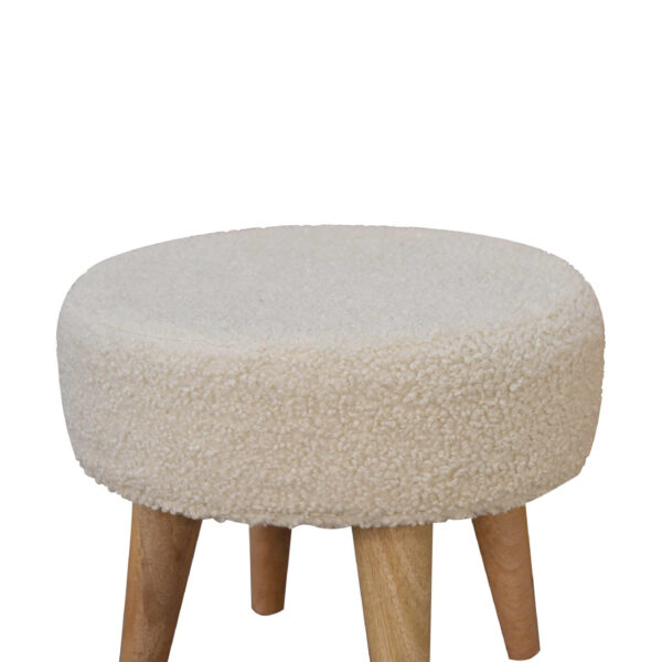 Mintamo Cream Boucle Petite Footstool – Modern Ottoman Seat - Image 4