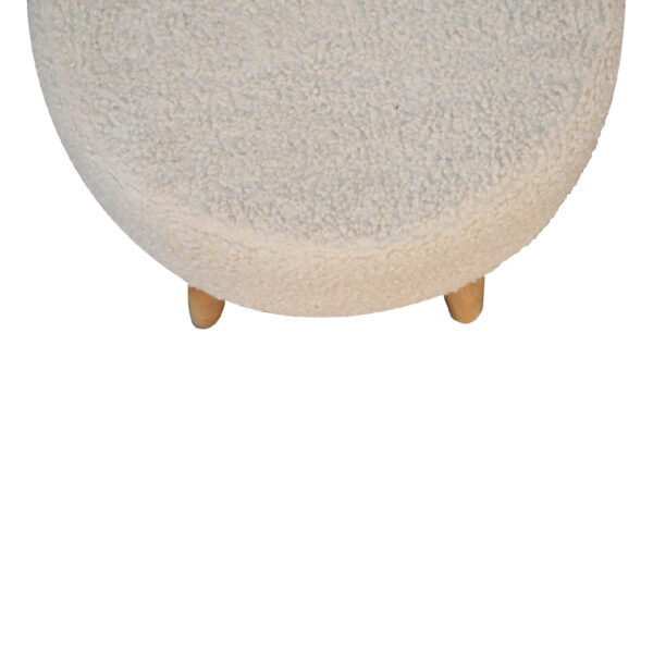 Mintamo Cream Boucle Petite Footstool – Modern Ottoman Seat - Image 5