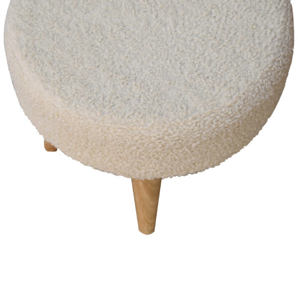 Mintamo Cream Boucle Petite Footstool – Modern Ottoman Seat - Image 6