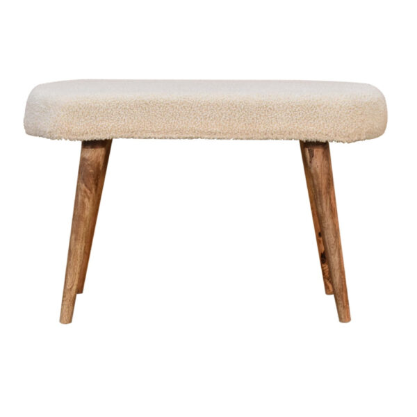 Mintamo Cream Boucle Nordic Bench – Minimalist Upholstered Seat