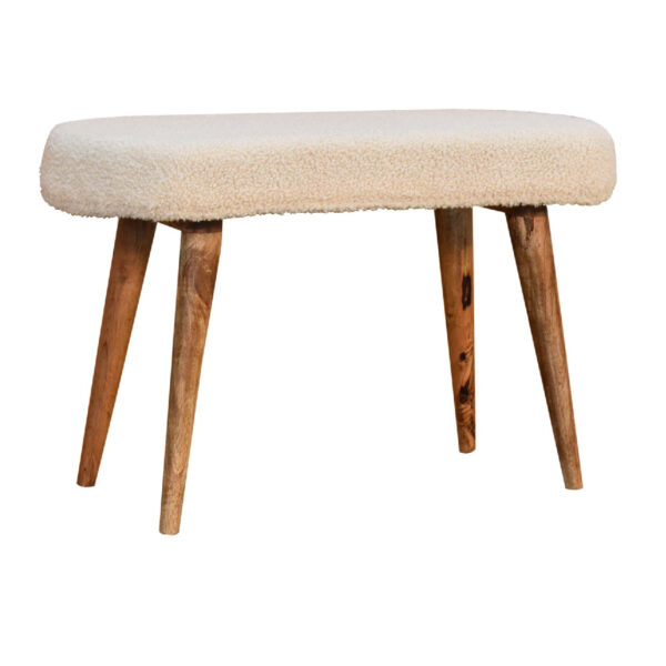 Mintamo Cream Boucle Nordic Bench – Minimalist Upholstered Seat - Image 2