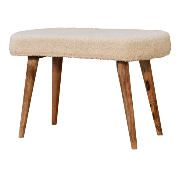 Mintamo Cream Boucle Nordic Bench – Minimalist Upholstered Seat - Image 3