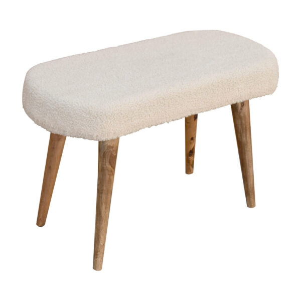 Mintamo Cream Boucle Nordic Bench – Minimalist Upholstered Seat - Image 6