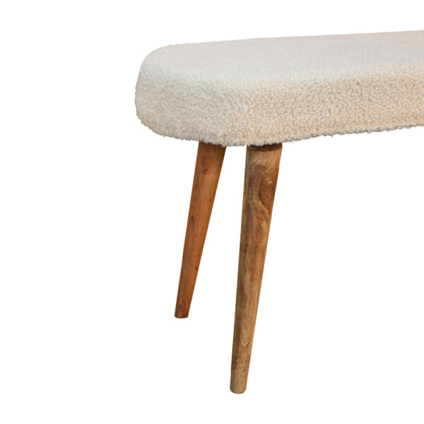 Mintamo Cream Boucle Nordic Bench – Minimalist Upholstered Seat - Image 7