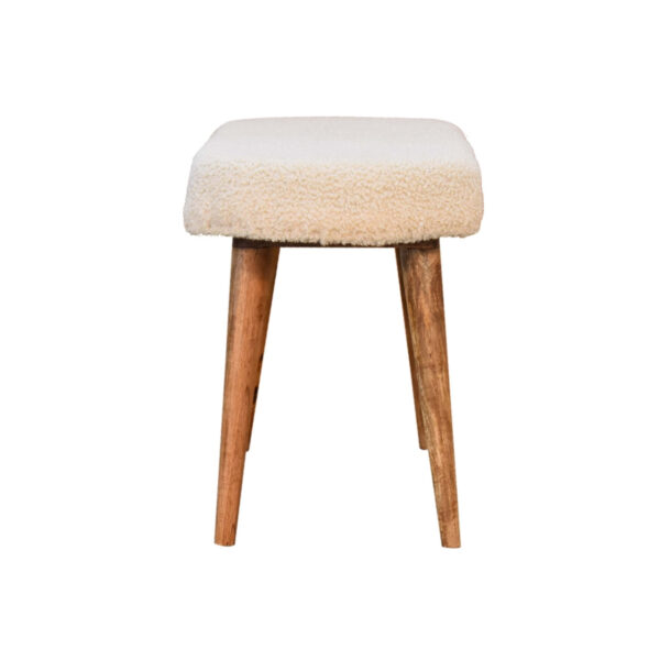 Mintamo Cream Boucle Nordic Bench – Minimalist Upholstered Seat - Image 9
