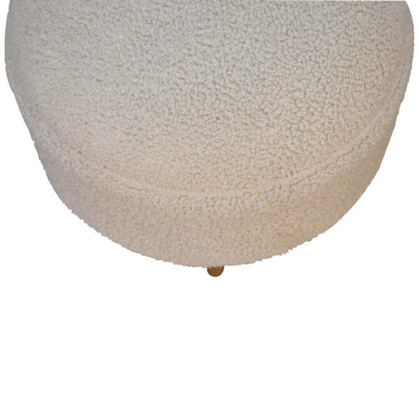 Mintamo Cream Boucle Rounded Footstool – Modern Compact Ottoman - Image 3