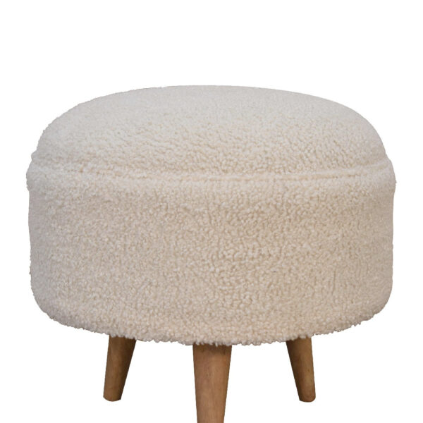Mintamo Cream Boucle Rounded Footstool – Modern Compact Ottoman - Image 4