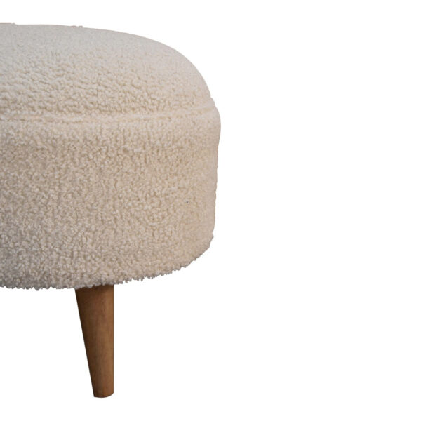Mintamo Cream Boucle Rounded Footstool – Modern Compact Ottoman - Image 5