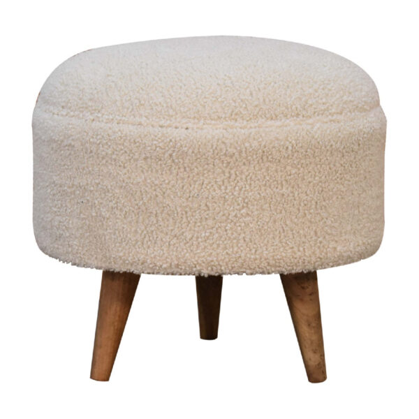 Mintamo Cream Boucle Rounded Footstool – Modern Compact Ottoman - Image 6