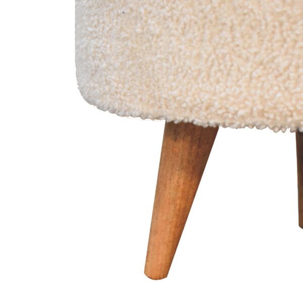 Mintamo Cream Boucle Rounded Footstool – Modern Compact Ottoman - Image 8