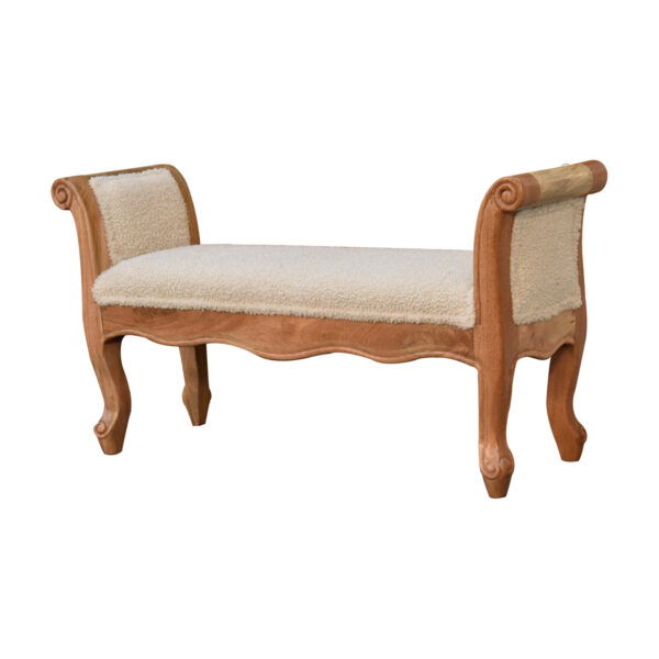 Mintamo Cream Boucle French Style Bench – Elegant Upholstered Seat - Image 2