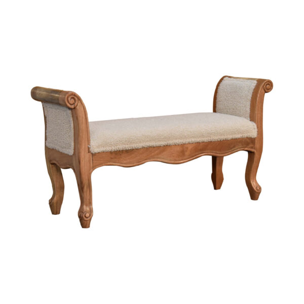 Mintamo Cream Boucle French Style Bench – Elegant Upholstered Seat - Image 3